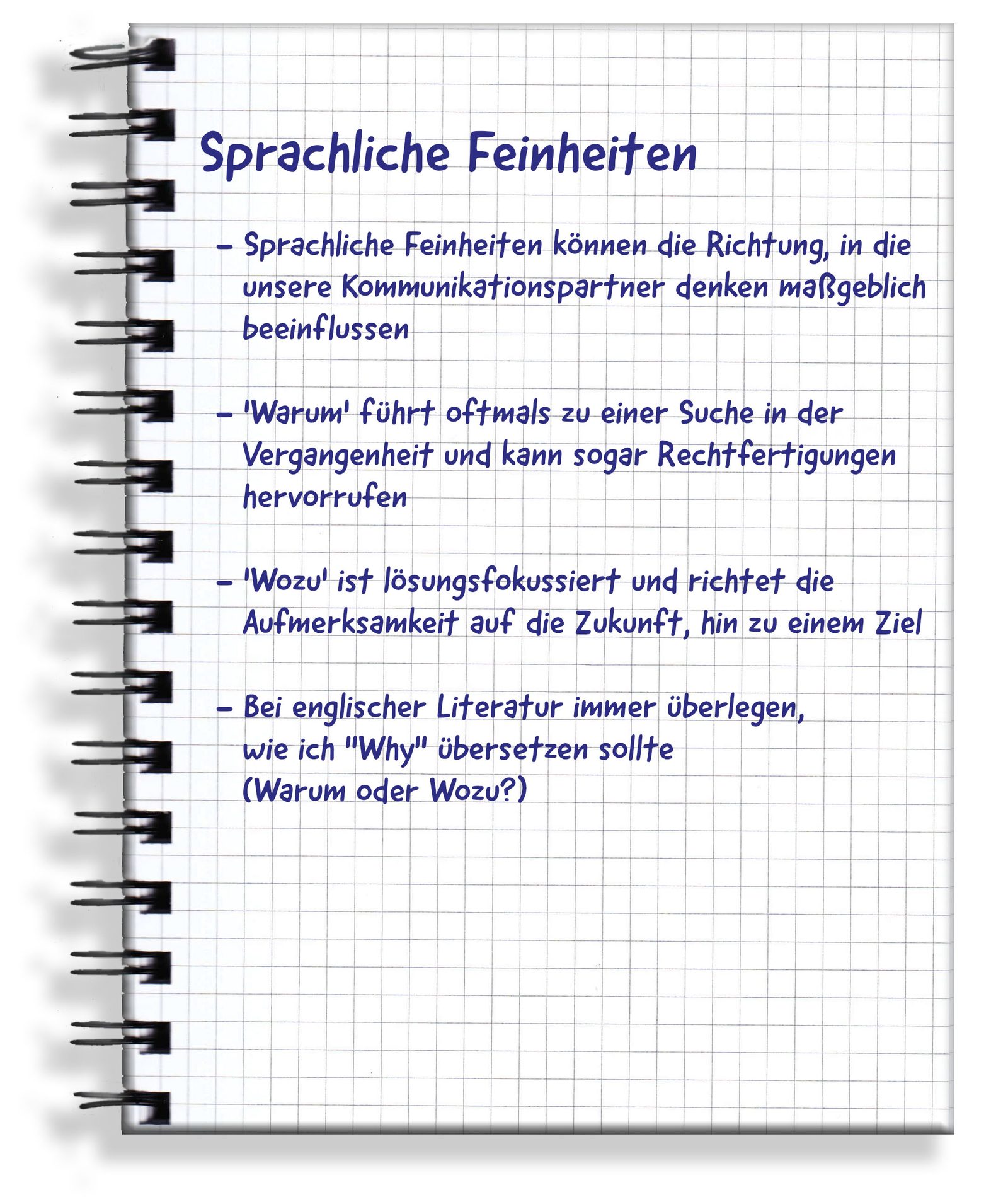 Handgeschriebene Originalseite: Sprachliche Feinheiten