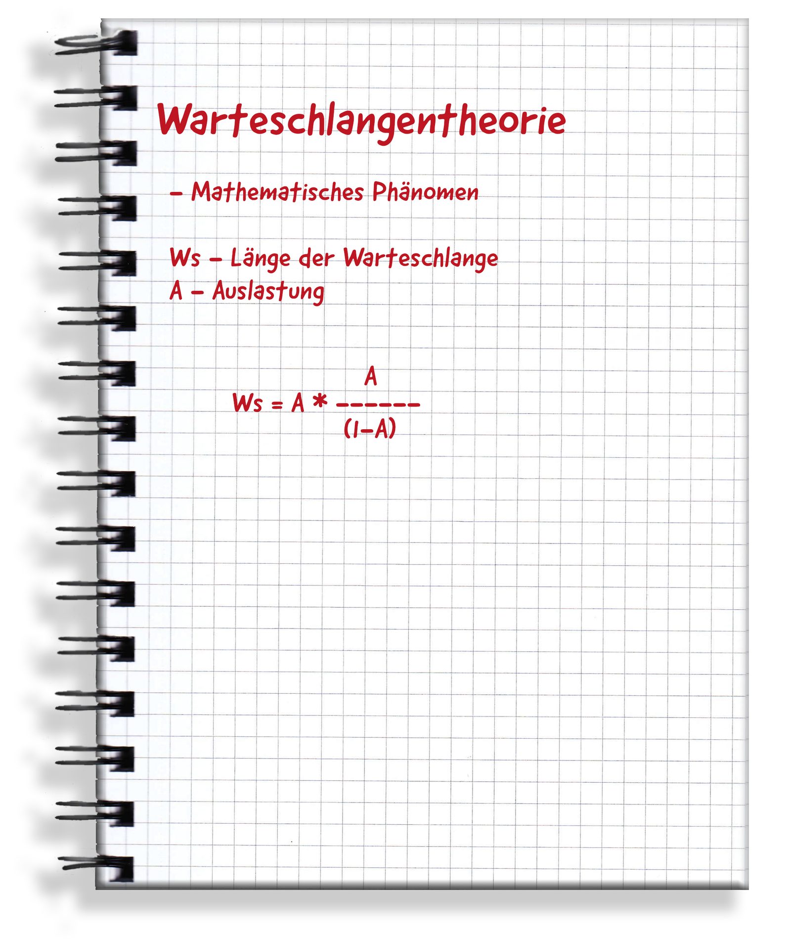 Handgeschriebene Originalseite: Warteschlangentheorie