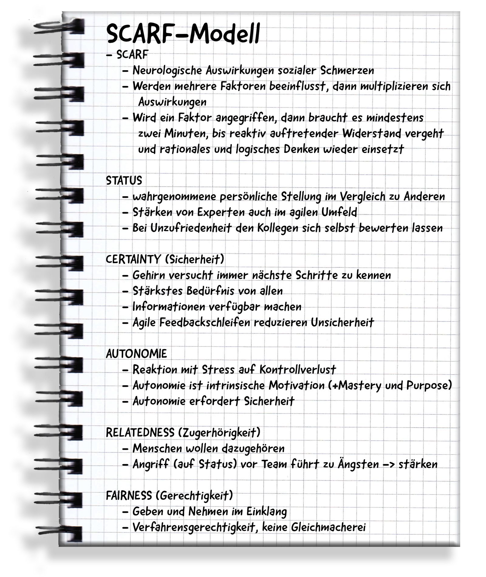 Handgeschriebene Originalseite: SCARF-Modell
